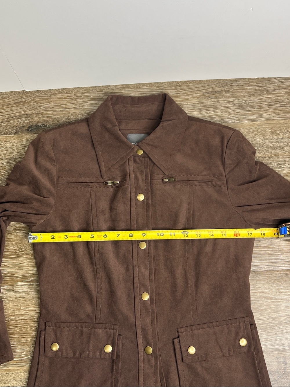 Anthracite by Muse Brown Faux Suede Utility Jacket Women’s Size 4 Leopard Lined - Picture 8 of 9